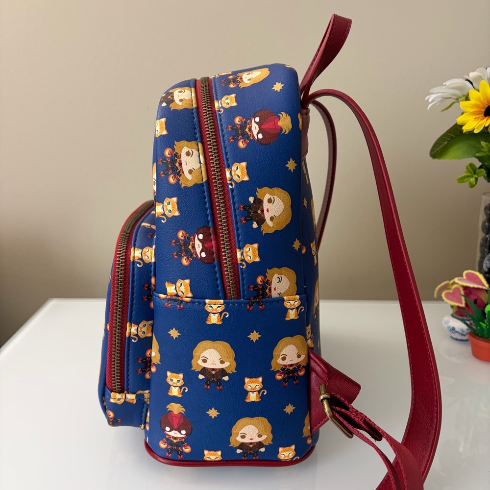 EUC Loungefly Marvel Captain Marvel Mini Backpack Chibi Goose Cat Flerken - Picture 2 of 11